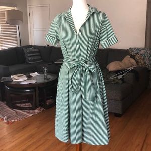 Pin strip green dress